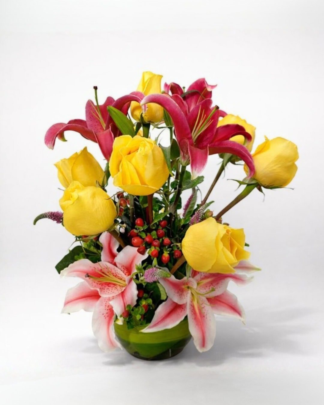 FLR-017 Solara Pecera Lirios Rosados