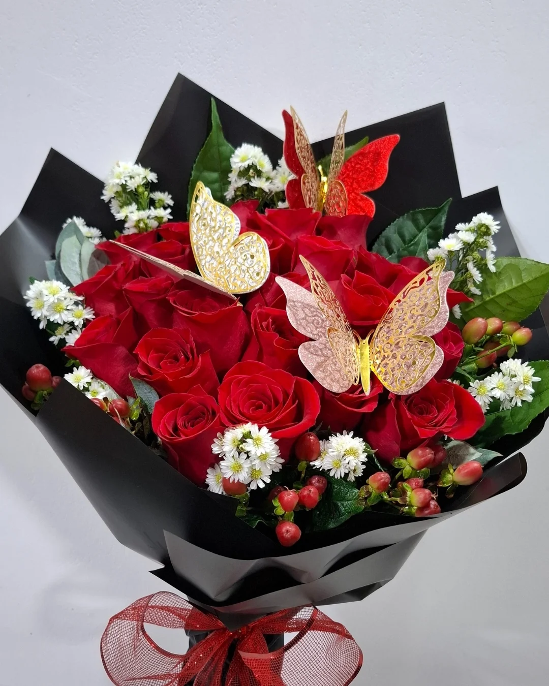 PRS-974-2 CARMESÍ RAMO ROSAS ROJAS MARIPOSAS | PRD-974